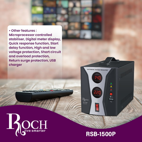 Regulador de Tensão Elétrico ROCH 1500W ref EZ-RSB-1500P