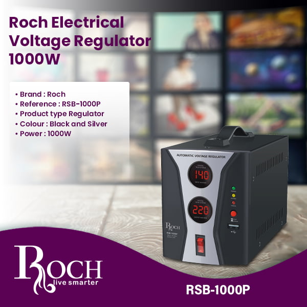 Regulador de Tensão Elétrico ROCH 1000W ref EZ-RSB-1000P