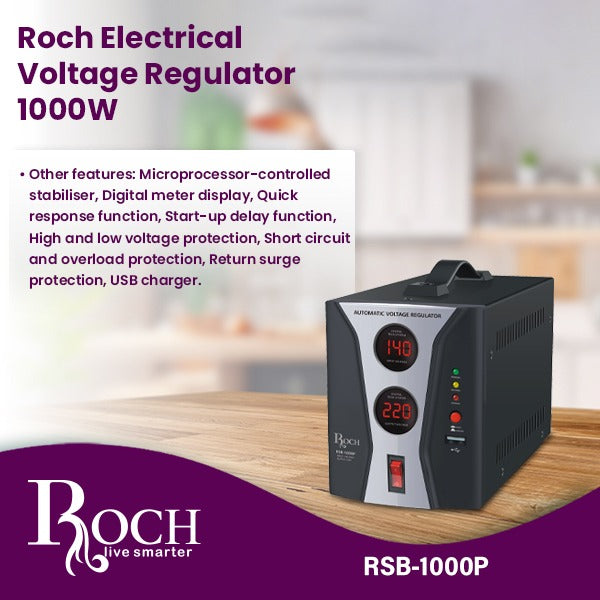 Regulador de Tensão Elétrico ROCH 1000W ref EZ-RSB-1000P