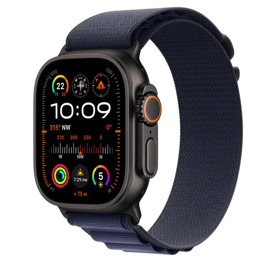 APPLE 49mm Navy Alpine Band Black Titanium Finish- M| ref ECI-MYPX3ZM/A