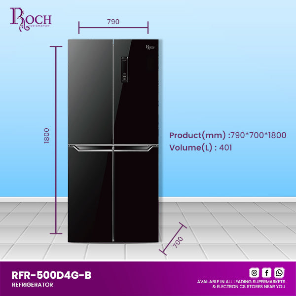 ROCH Refrigerator 401L | RFR-500D4G-B