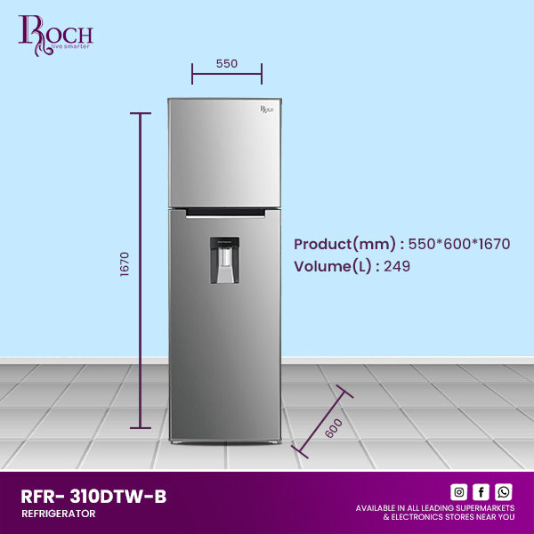ROCH Refrigerator 249L ref EZ-RFR-310DTW-B