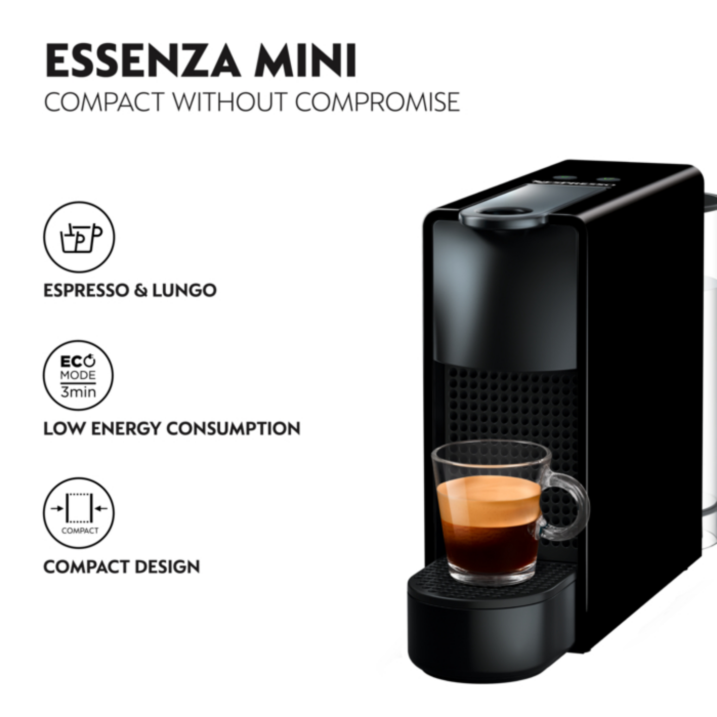 KRUPS Nespresso Essenza Mini Coffee Machine Black | ref T-44035492