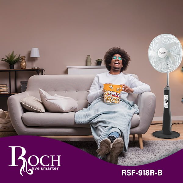 ROCH Rechargeable Fan With Remote Control 18"/45W ref EZ-RSF-918R-B