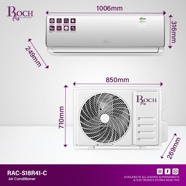 Ar condicionado ROCH 18000 BTU ref. EZ-RAC-S18R41C