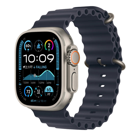 APPLE 49mm Navy Ocean Band Natural Titanium Finish | ref ECI-MXTJ3ZM/A