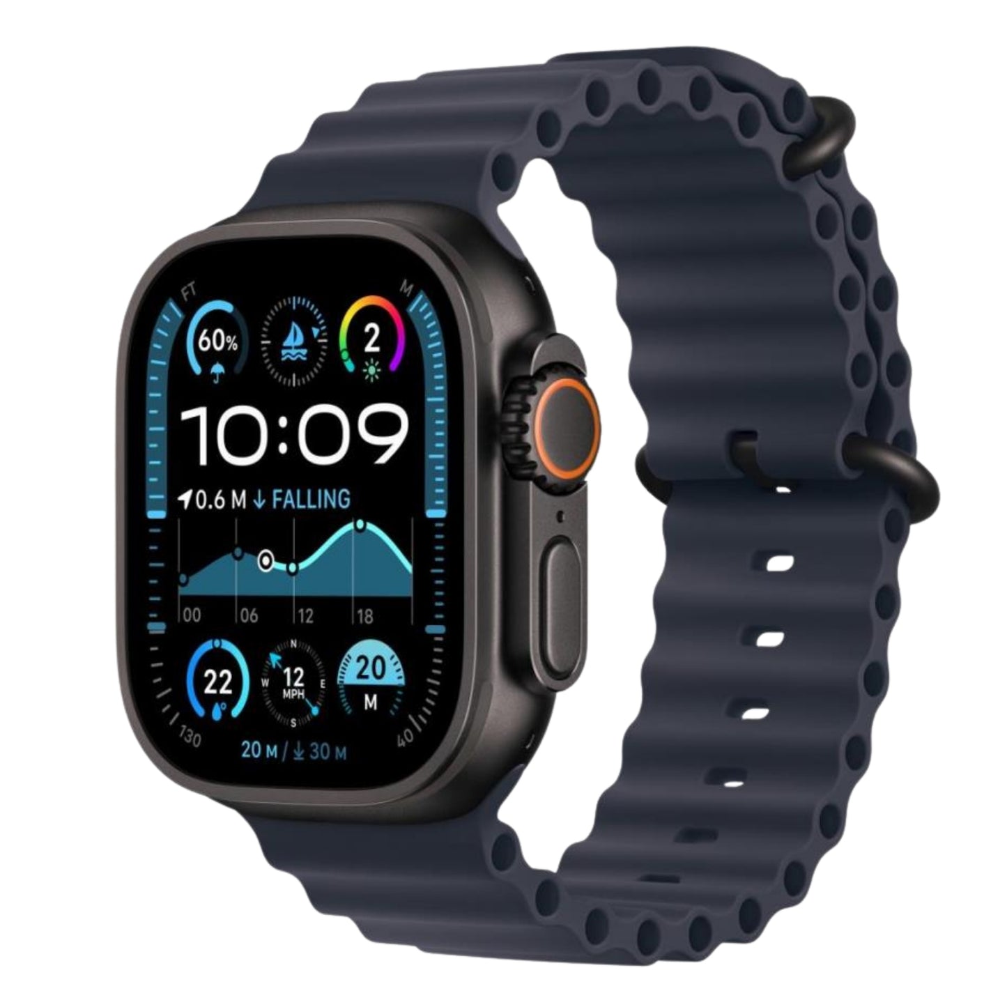 APPLE 49mm Navy Ocean Band Black Titanium Finish | ref ECI-MYPC3ZM/A