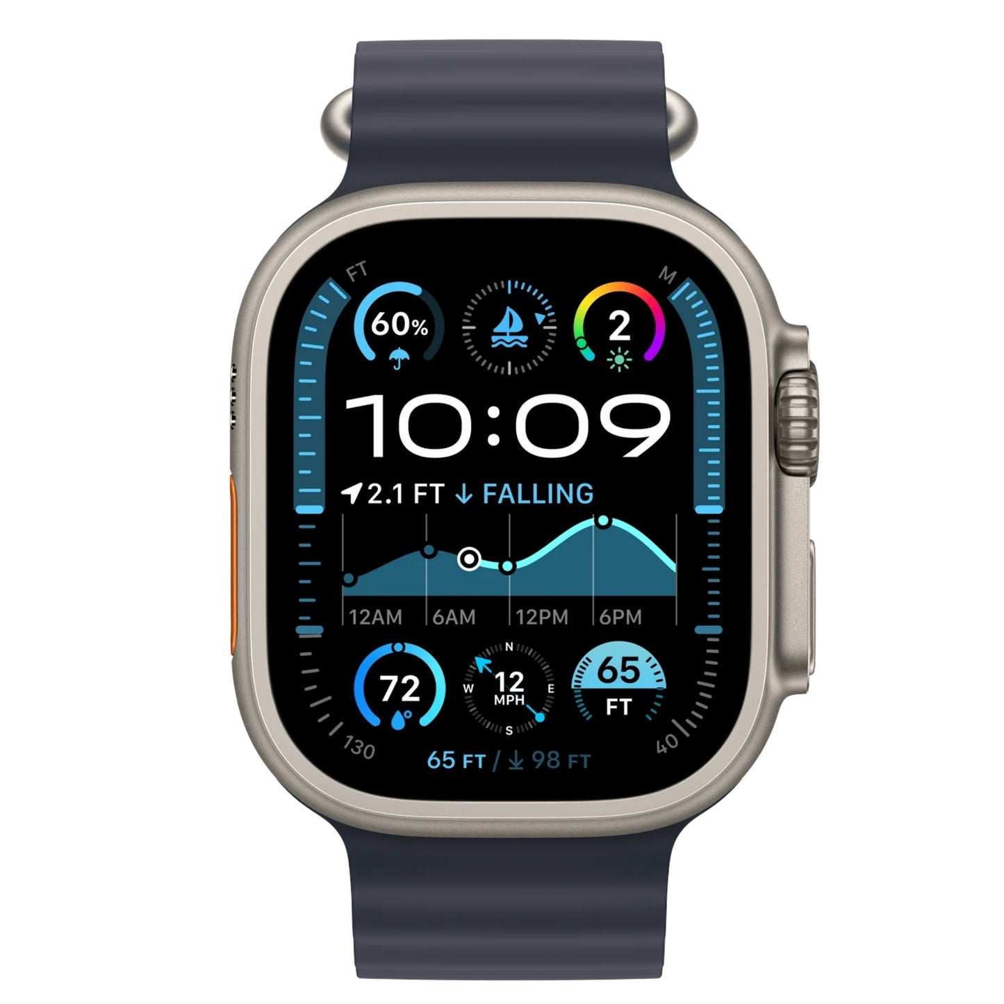 APPLE 49mm Navy Ocean Band Natural Titanium Finish | ref ECI-MXTJ3ZM/A