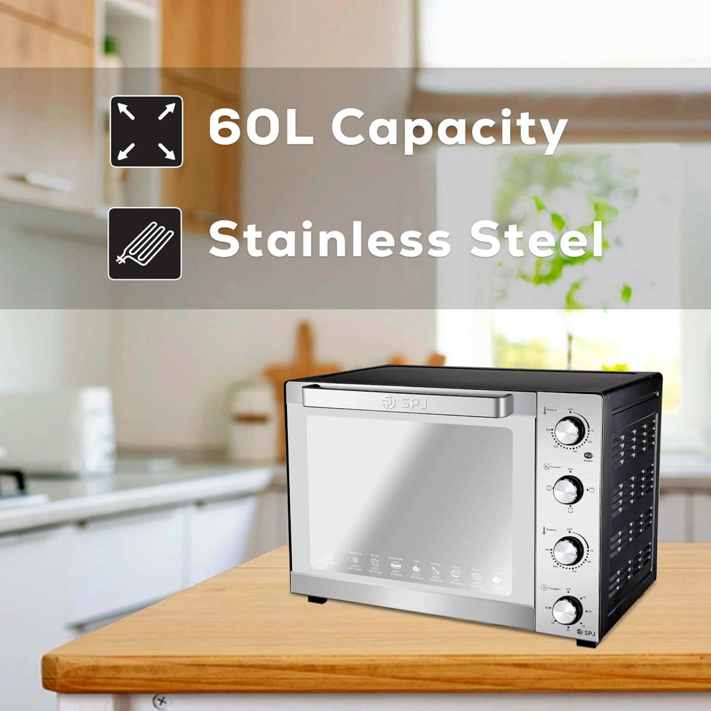 SPJ ELECTRIC OVEN 60L/1900W | ref SPJ-EOX-SS60L09