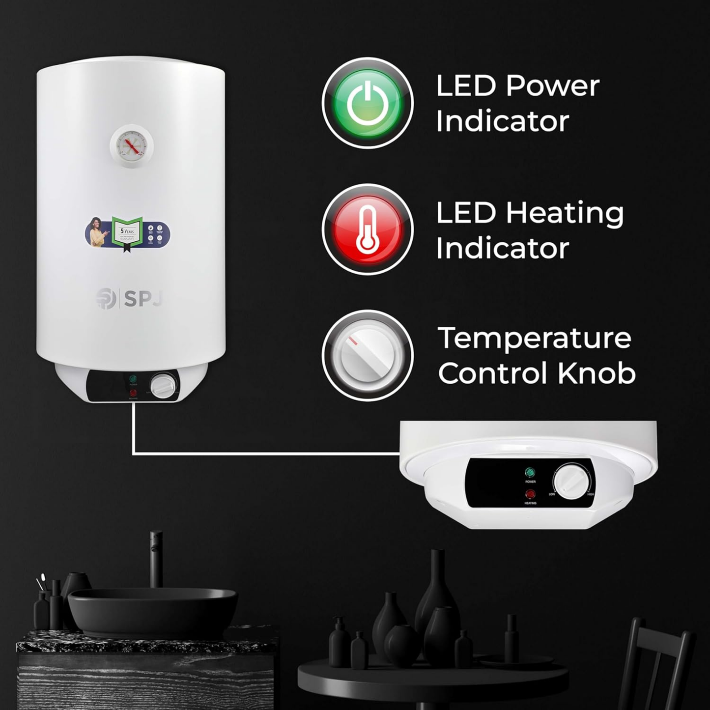 SPJ Water Heater 80L/2000W | SPJ-WHVX-WT80L03