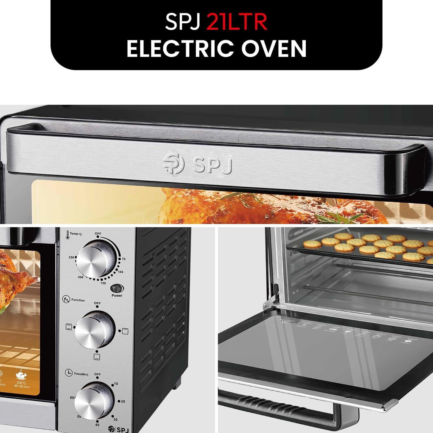 SPJ ELECTRIC OVEN 21L ref SPJ-EOX-SS21L05