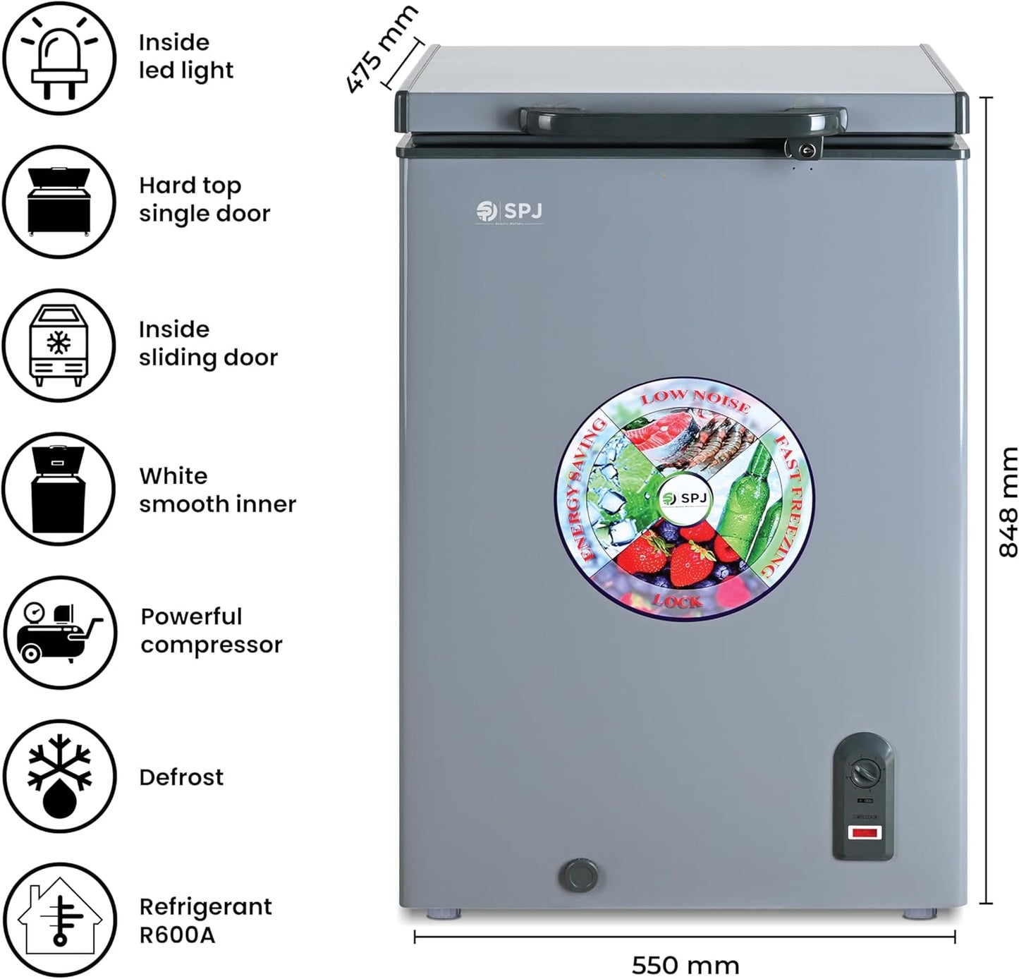 CHEST FREEZER 95L SPJ GREY ref SPJ-POSH-SLW130C