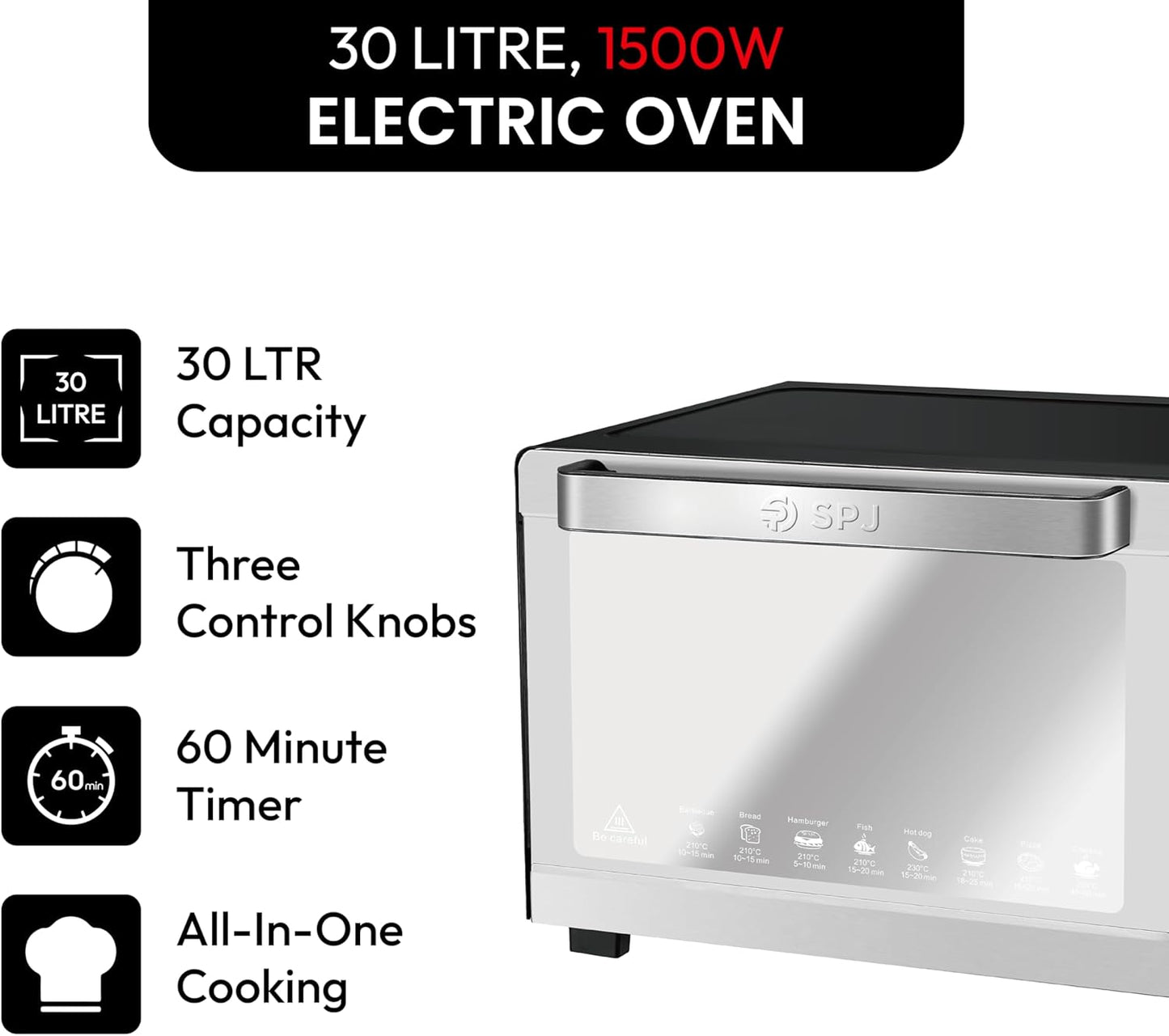 SPJ ELECTRIC OVEN 30L/1500W | ref SPJ-EOX-SS30L07