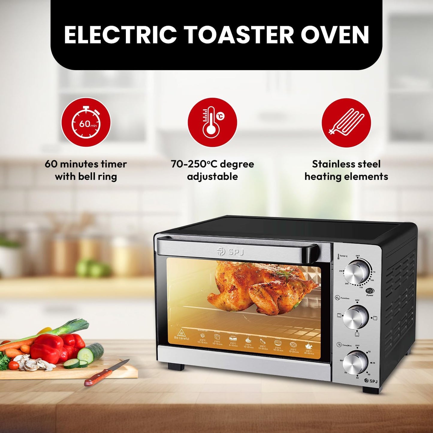 SPJ ELECTRIC OVEN 21L ref SPJ-EOX-SS21L05