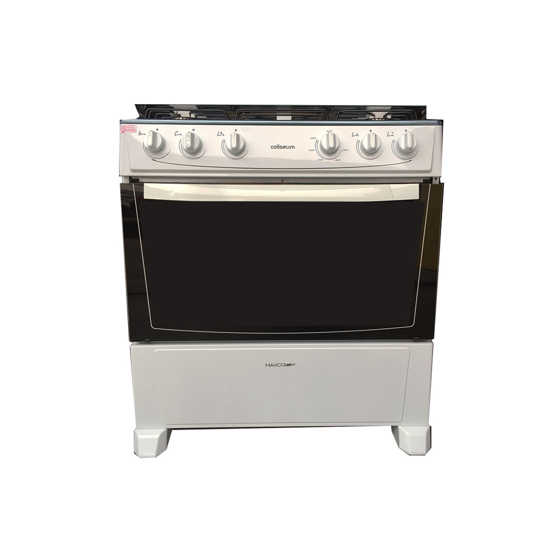 MAXCOOK 5-burner gas stove (white coliseum glass) ref E-8518