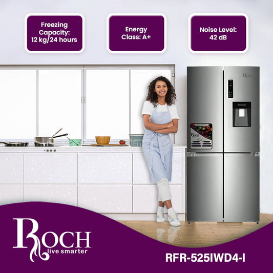 ROCH Refrigerator Side By Side 420L ref EZ-RFR-525IWD4-I