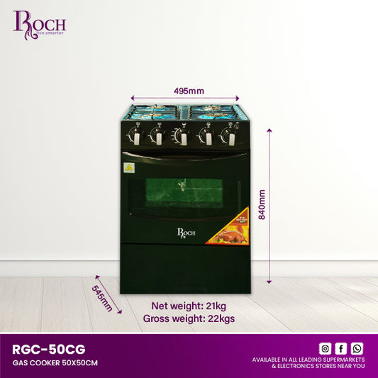 FOGÃO A GÁS ROCH 4 BOCAS PRETO/BRANCO/PRATA | RGC-50CG