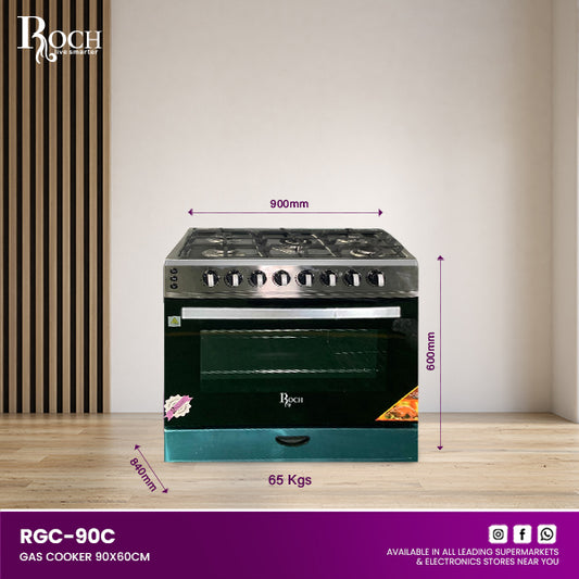 FOGÃO A GÁS ROCH 5 BOCAS PRETO | RGC-90C